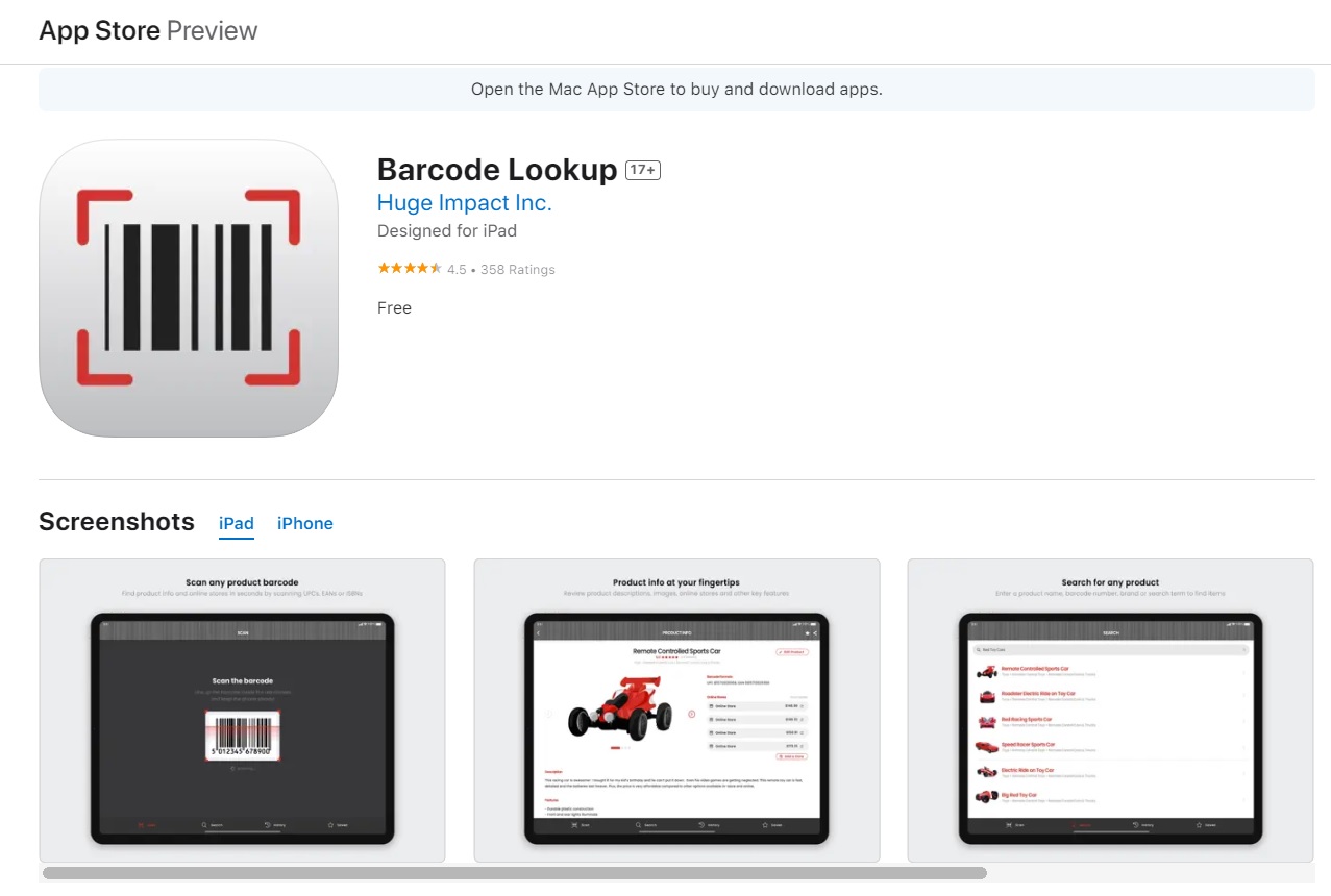 Barcode Lookup IOS